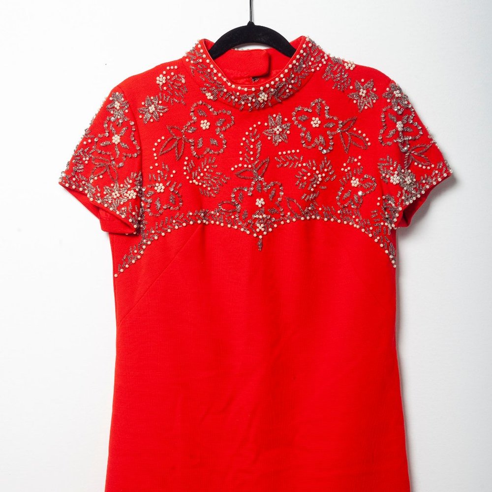 Vintage Red Beaded Dress